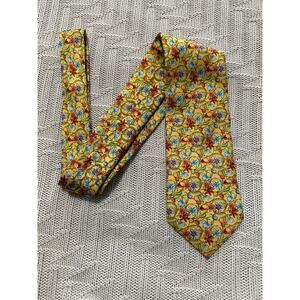 The MET yellow floral print silk tie
